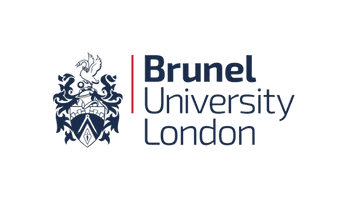 Brunel University London logo with a detailed blue crest next to the university name, “Brunel” in red and the rest in blue text.