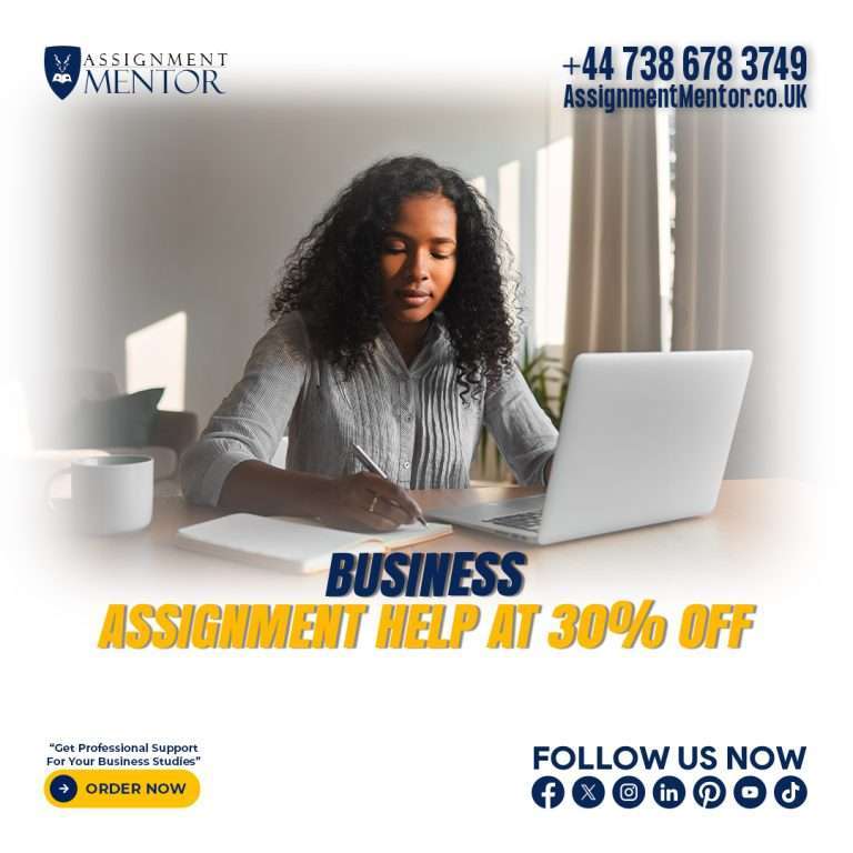 Business assignment help from Assignment Mentor, providing expert assistance in strategy development, analysis, and management concepts, ensuring well-constructed, coherent assignments that demonstrate a solid understanding of key business principles for academic success.