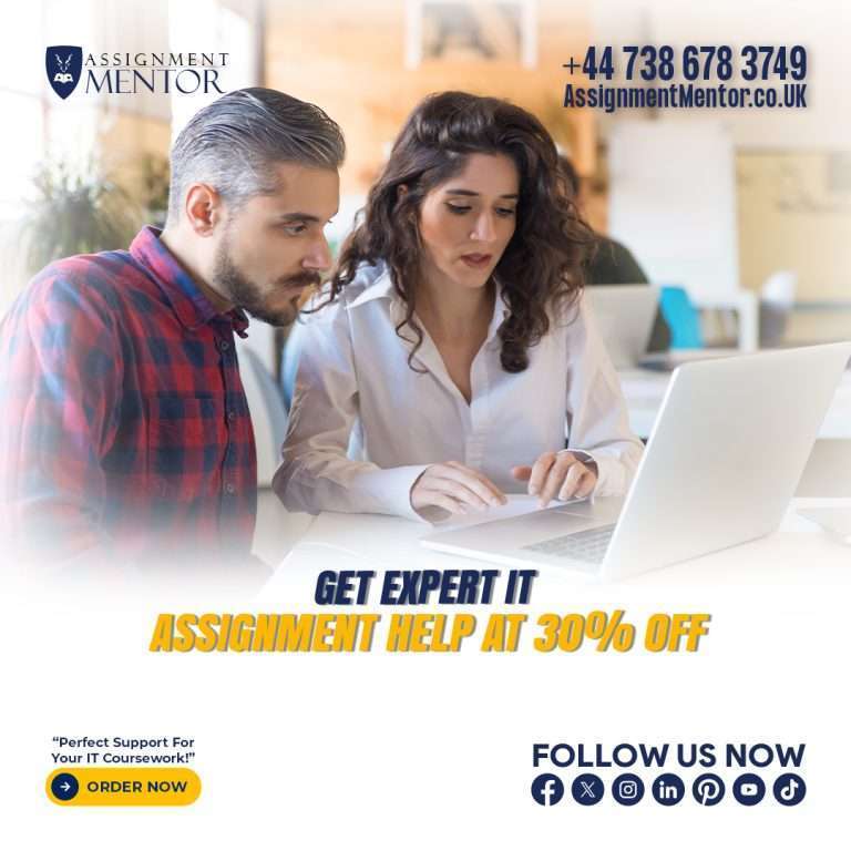 IT assignment help from Assignment Mentor, providing expert assistance in software engineering, network management, data analysis, and system design, ensuring well-researched, coherent, and timely submissions to boost your academic performance.