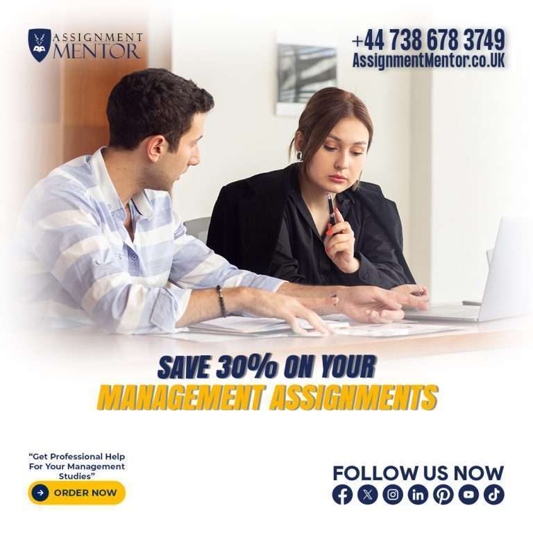 Expert management assignment help from Assignment Mentor, offering assistance in business strategy, organizational behavior, marketing, and project management, ensuring timely, well-researched papers that reflect critical thinking and strong research skills.