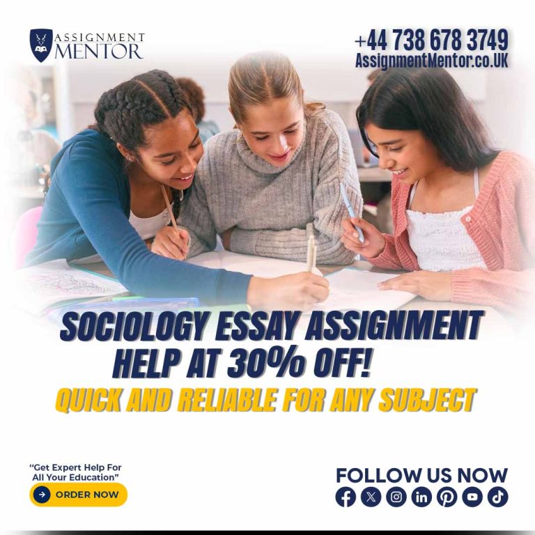 Female student writing notes, highlighting 30% off expert sociology essay help with professional support from Assignment Mentor.