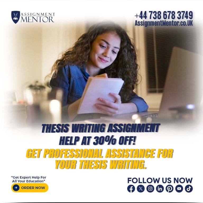 Female student writing in notebook, promoting 30% off expert thesis writing assignment help with professional guidance from Assignment Mentor.