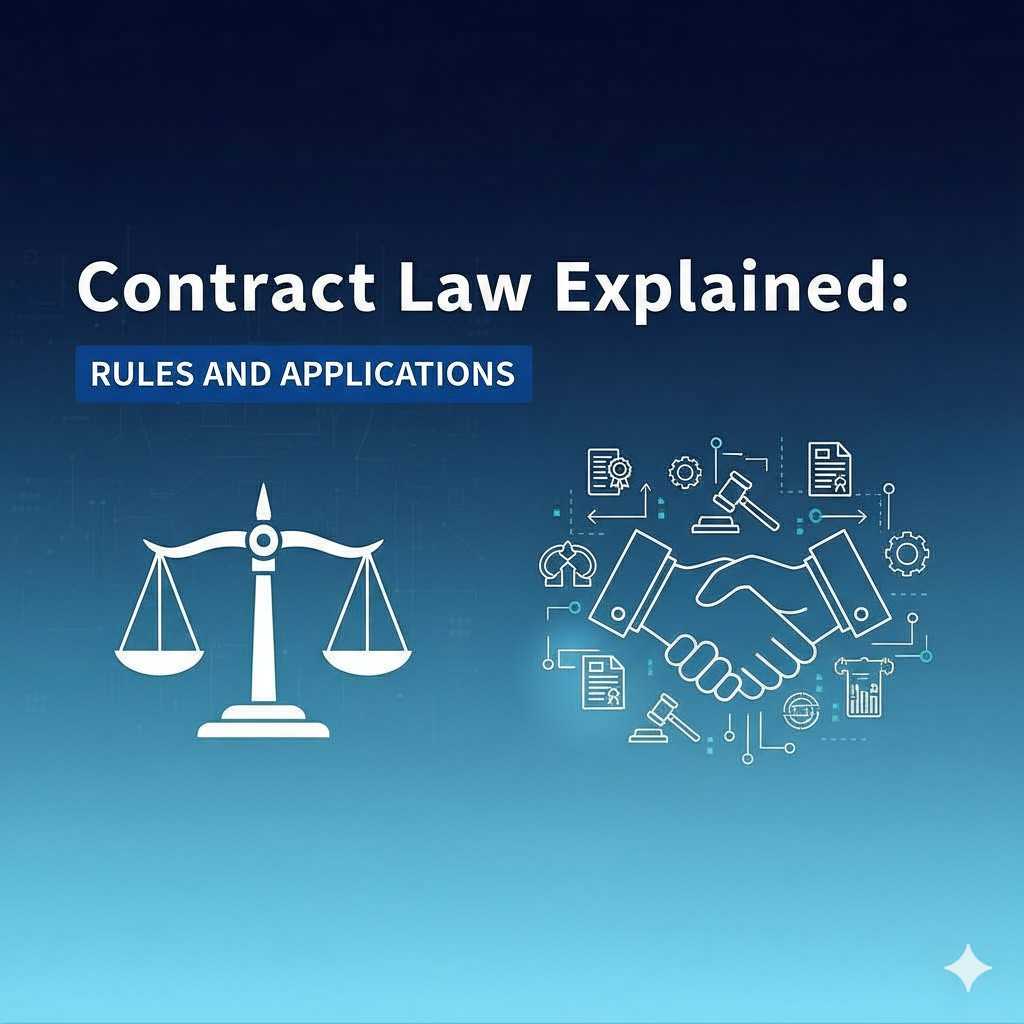 A legal professional reviewing contract documents to explain key contract law rules, principles, and practical applications clearly.