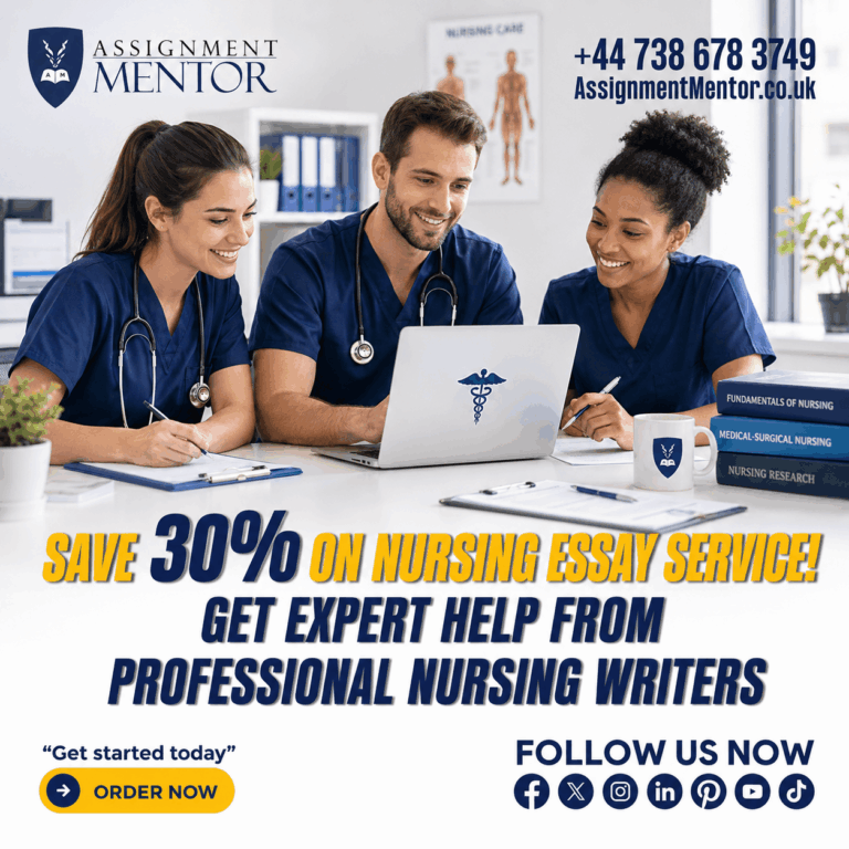 Nursing Essay Service by Assignment Mentor, providing professional academic support for nursing students with a 30% discount.