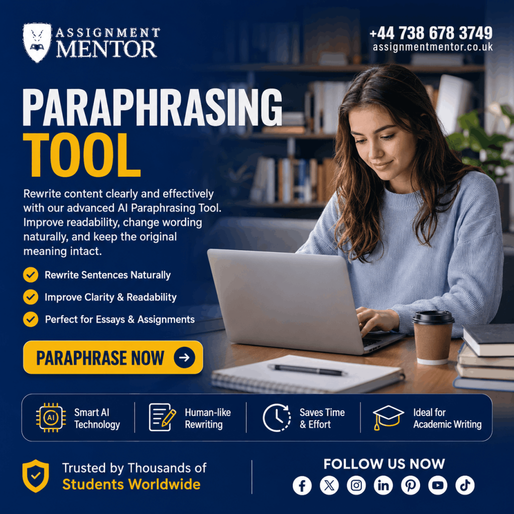 Assignment Mentor AI Paraphrasing Tool helping students rewrite content clearly and naturally