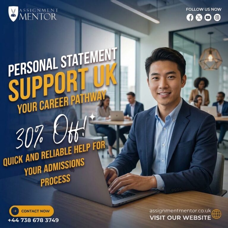 Personal Statement Support by AssignmentMentor, providing professional guidance for students with a 30% discount.