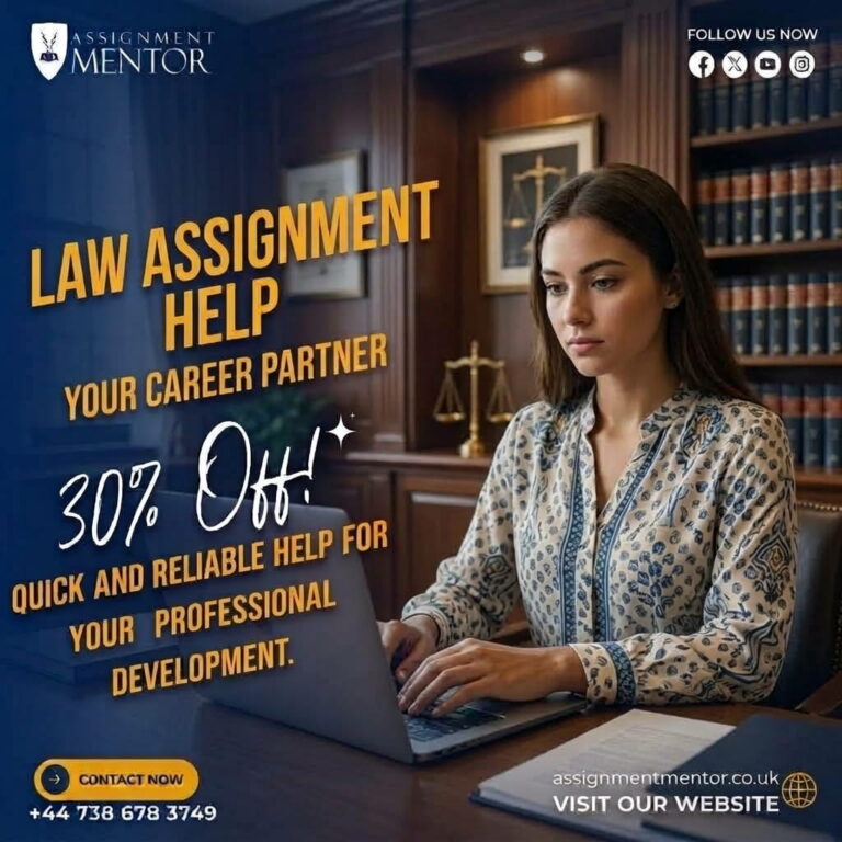 Law Assignment Help by AssignmentMentor, providing professional academic support for law students with a 30% discount.